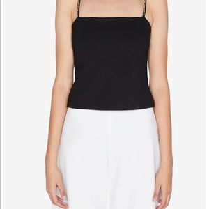 Staud black top with rainbow rhinestones, size S